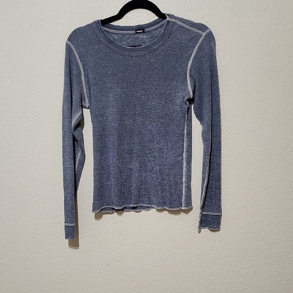 Monrow Tops - Women's Blue Long Sleeve Top